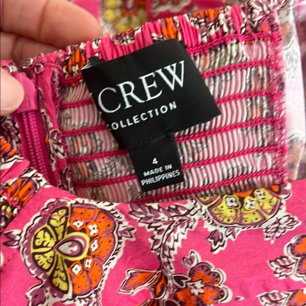 J. Crew Puff-sleeve squareneck top in Ratti® pink blooms print - Size 4